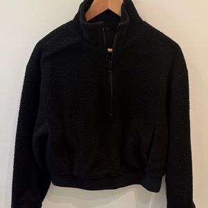 ALO Black Sherpa Half-Zip Pullover